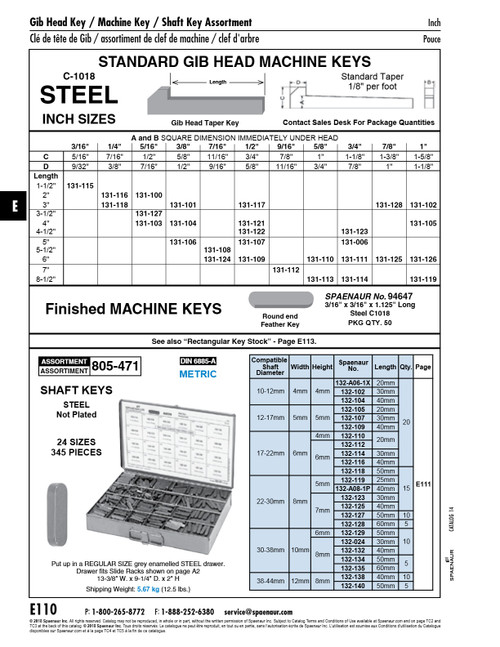 Standard Gib Head Machine Key 1" X 1" X 4" C-1018 Steel Plain   131-105
