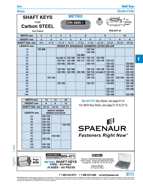 Shaft Key 6Mm W. X 6Mm H. X 40Mm Length C45K Carb Steel Plain Din 6885A/St 6X6X40   132-116