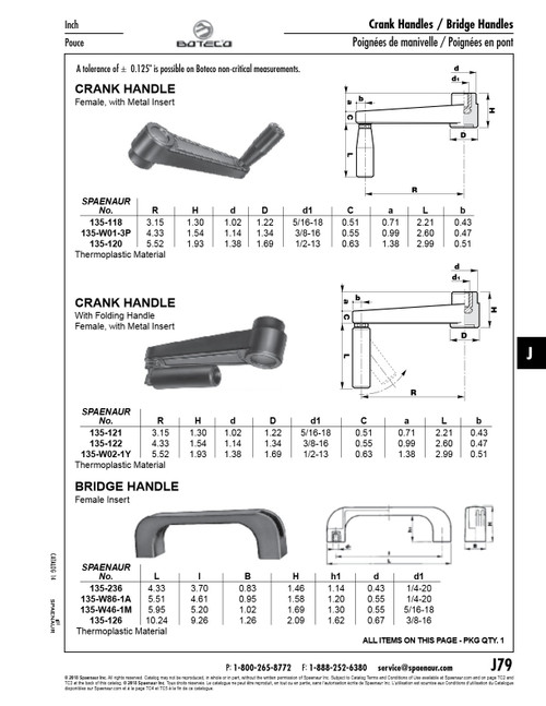 Crank Handle Female 1/2-13" Thread 2.99 Handle Length Thermoplastic Material Black   135-120