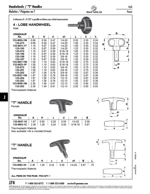 4-Lobe Handwheel Male Thread 1.97" Width With 3/8"-16 X 1" Stud 1.26" Overall Height Thermoplastic Black   135-202