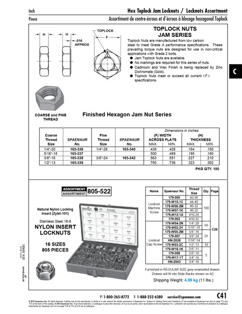 Toplock Nut Jam Series 1/2"-13 Unc Low Carbon Steel Zinc Plated   165-339