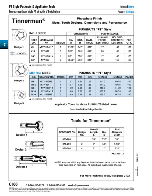 Pushnut Bolt Retainer Round Type Style Pt Design 2 For 7/16" Dia. Bolt 27/32" O.D. .015" Thk Steel Phosphate Finish   177-064