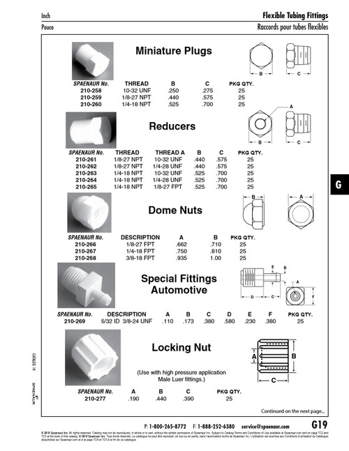 Miniature Reducer 1/8"-27 Npt Ext X 1/4"-28 Unf Int Nylon   210-262
