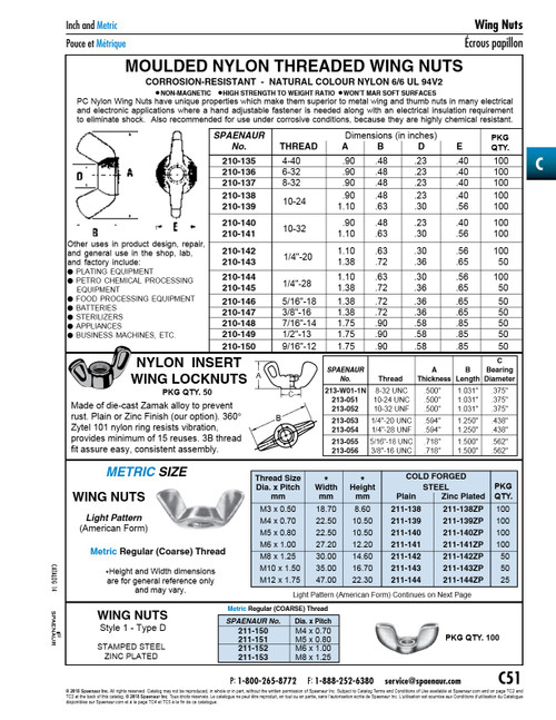 Wing Nut American Form M8 X 1.25 Pitch Cold Forged Steel Plain   211-142