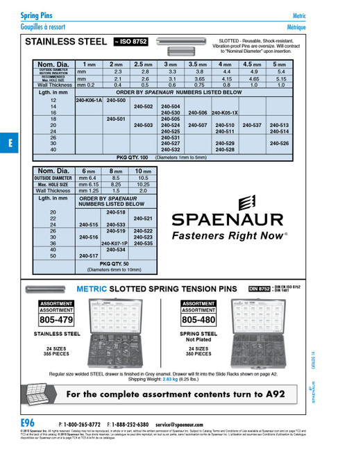 Slotted Spring Tension Pin Iso 8752 3Mm X 16Mm A2 Stainless Steel Plain Iso 8752/A2 3X16   240-530