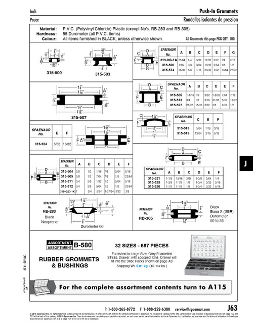 Diaphragm Grommet For Panel Hole 1/2" Dia X 1/16" Th Pvc-329 Black 55 Duro   315-518