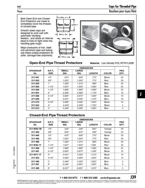 Pipe Thread Protector Open End 3" N.P.T. Low Density Polyethylene Blue   317-509
