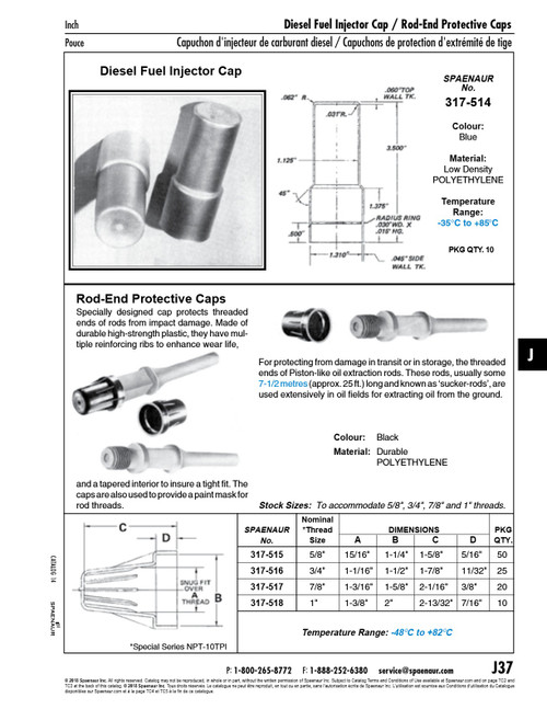 End Protective Cap For Oil Extract Rods For 3/4" -10 N.P.T. Polyethylene (Black)   317-516