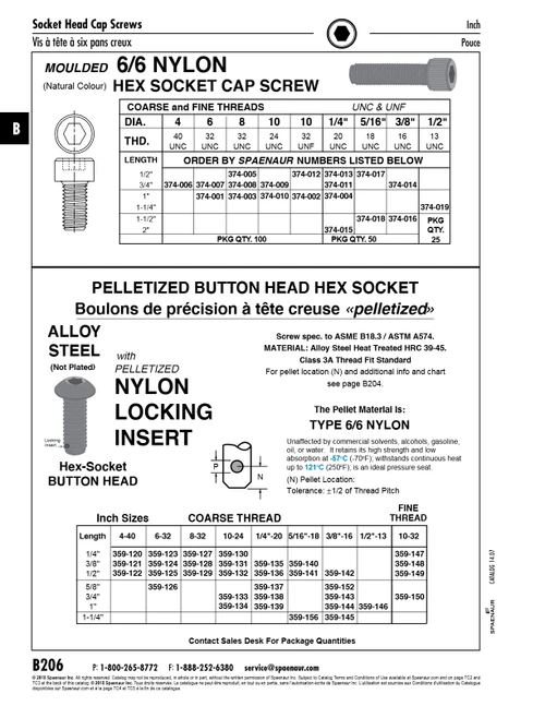 Button Head Hex Socket Cap Screw With Pellet Nylon Insert 5/16"-18 Unc X 1/2" Alloy Steel Plain / Nylon Insert Ansi B18.3-1986   359-141