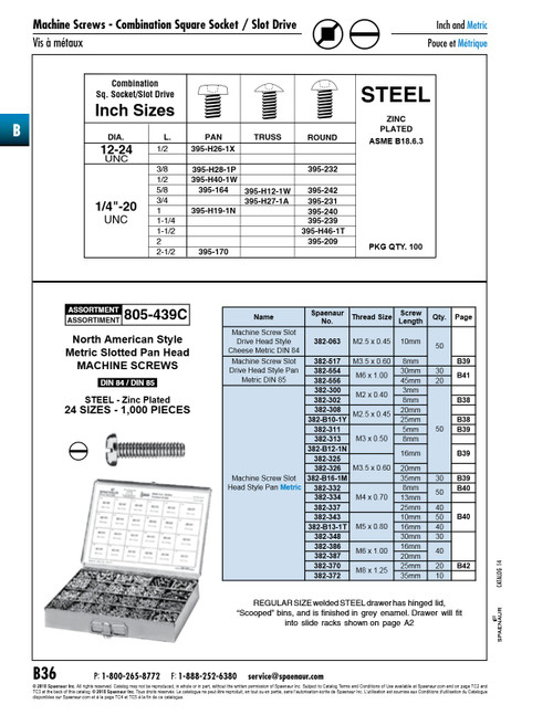 Machine Screw Slot/Sq Skt Round Hd 1/4"-20 Unc X 3/8" Lg Steel Zinc Plated   395-232