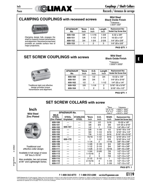 Set Screw Collar 1-3/4" Bore Steel Zinc Plated   600-112