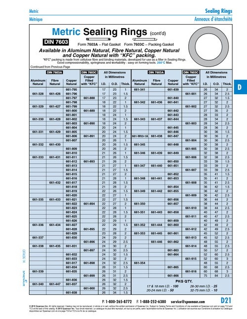Copper Seal Ring Din 7603 26 X 34 X 2 Copper Natural Din 7603A/Copper 26X34X2   661-839