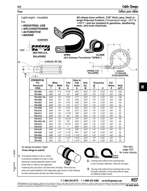 Tube Clamp With Polyvinyl Cushion 1/2" Tube Dia. 1010 Steel Pregalvanized   703-H04-1P