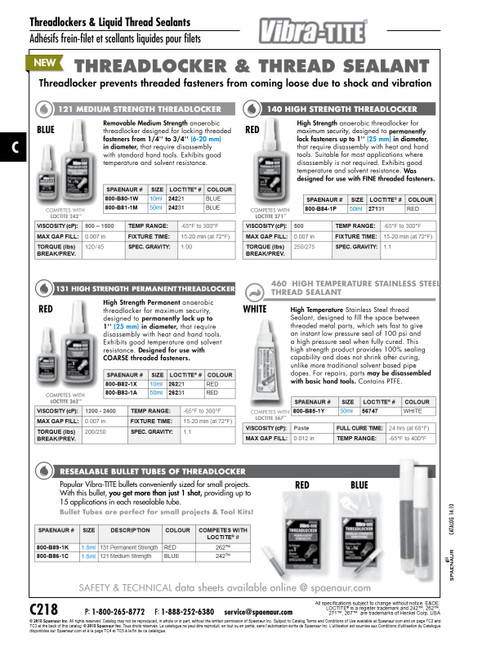 Vibra-Tite 131  Anaerobic Threadlocker Permanent Strength 10Ml   800-B82-1X