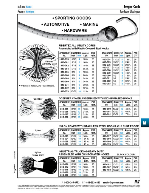 Fibertex Stretch Cord With Plastic Covered Steel Hooks 5/16" Dia X 65" Lg   810-064