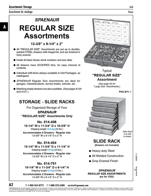 Slide Rack 2 Drawer Style 15 1/4" Lgth X 11 3/4" D X 6 1/4" H Steel Gray Baked Enamel   814-751