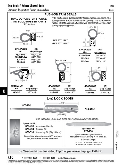 Trim Seal Grip Flanged Edges .090-120" Grip X 25 Ft Roll Sponge & Solid Epdm   825-066