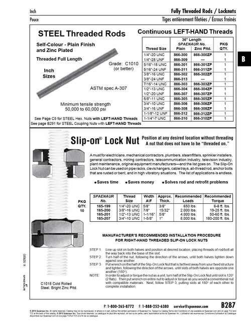 Fully Threaded Rod Left Hand Thread 1/4"-20 Unc Lht X 36" Lgth Steel Zinc Plated   866-300ZP