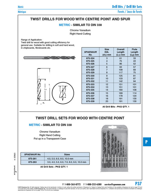 Twist Drill For Wood Centre Point 13Mm X 151Mm Lgth 10Mm Shank Dia Cv Steel   875-334