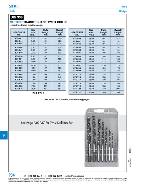 Straight Shank Jobbers' Drill 8.80Mm X 4 29/32 O/A L High Speed Steel Din 338Rn/Hss 8.80   875-638