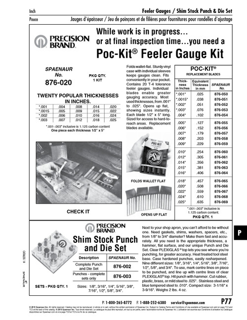 Poc-Kit Feeler Gauge Replacement Blade .008" Thickness   876-058