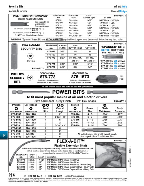 Phillips Power Bit #3 1/4" Hex X 2" Lgth Alloy Steel   876-1185