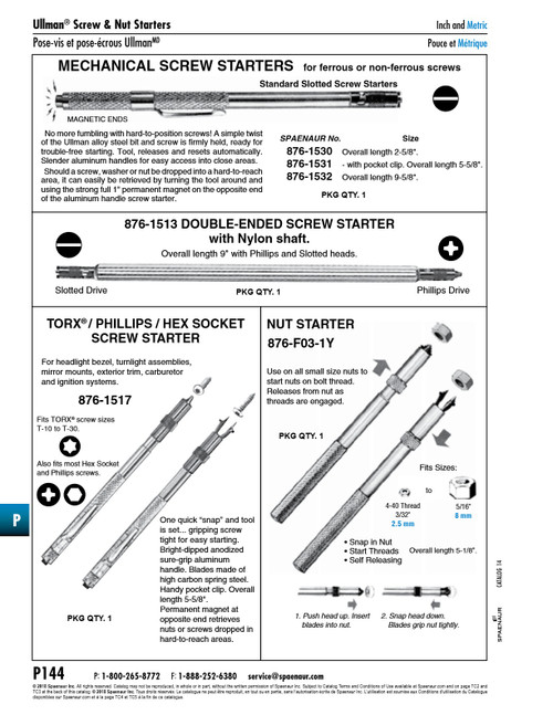 Double-Ended Screw Starter (Slotted & Phillips) 9" Nylon   876-1513