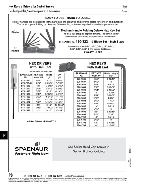 Balldriver L-Wrench Hex Key 1/2" A/F   876-1700