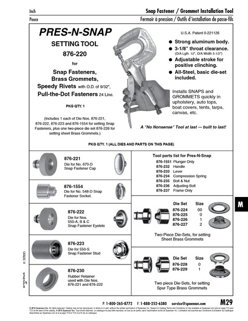 Bolt & Nut For Pres-N-Snap Tool   876-235