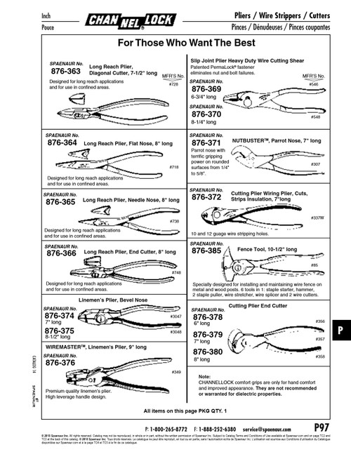 Long Reach Plier Diagonal Cutter 7 1/2" Lgth   876-363