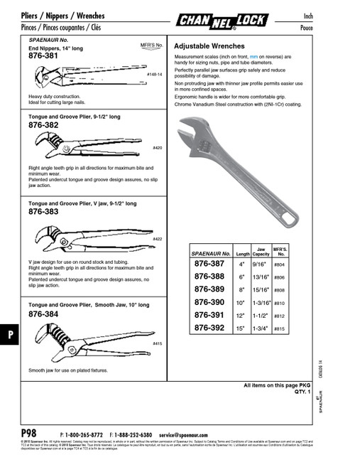 Adjustable Wrench 8"   876-389