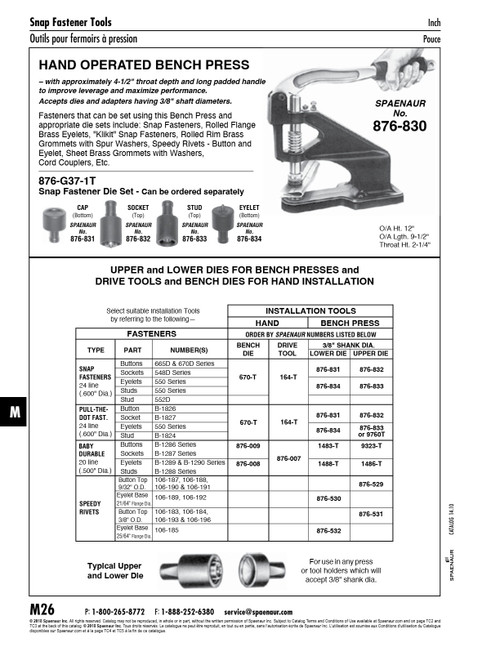 Cap Die For Durable Fasteners 3/8" Shank Dia Tool Steel Plain   876-831