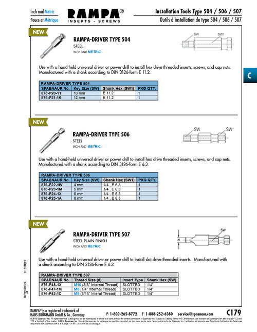 Rampa Driver Type 506 With 1/4 Hex Shank 5Mm Key Size Steel   876-F23-1M