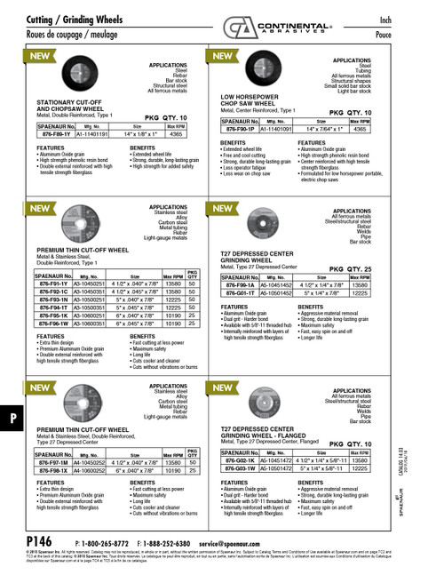 4-1/2" X .045" X 7/8" Premium Thin Cut-Off Wheel Metal & Stainless Steel Double Reinforced Type 1 Max Rpm 13580   876-F92-1C