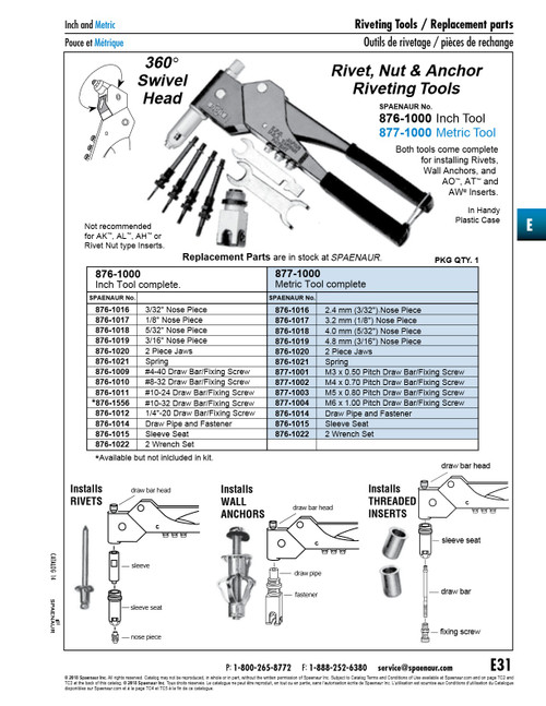 Draw Bar & Fixing Screw For #877-1000 M6 X 1.00   877-1004