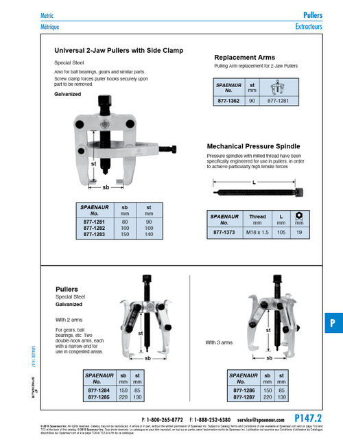 2 Arm Puller W/ Holding Device And Forcing Screw Capacty 80 Mm Wide 90Mm Deep Steel Grey   877-1281