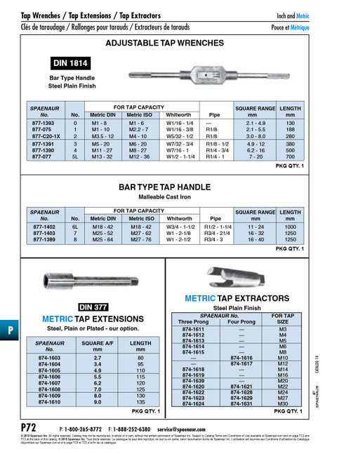 Bar Type Tap Handle #4 Din 1814 #4 (M11-27) Steel Plain   877-1390