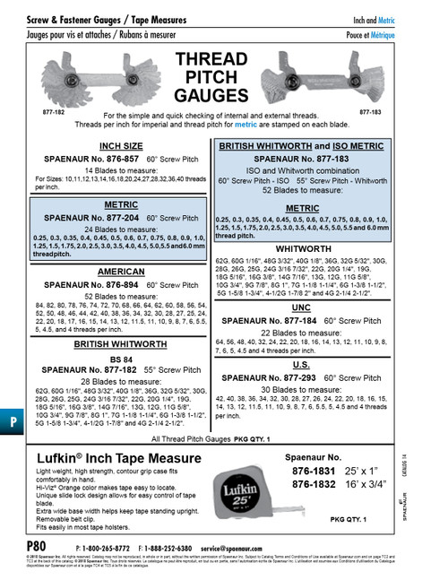 Screw Pitch Gauge Metric Iso Threads 0.25Mm -6.00Mm Pitches 24 Blades Steel   877-204