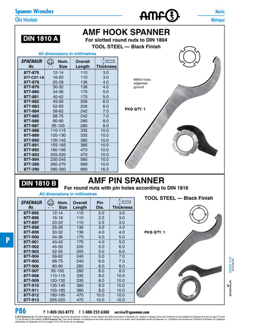 Pin Spanner 4Mm Thick Din 1810B 40-42Mm X 170 Steel Black   877-901