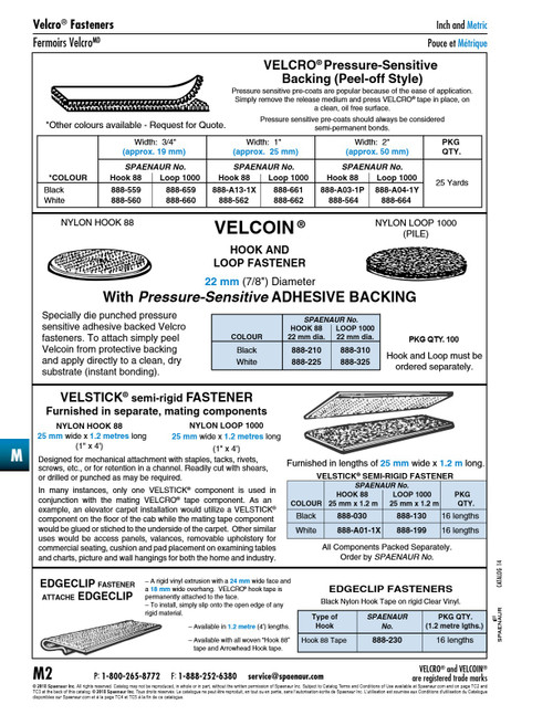 Velcro Loop 1000 Pressure Sensitive Backing Black 1" (25Mm) Wide X 25 Yds Roll Nylon Black   888-661