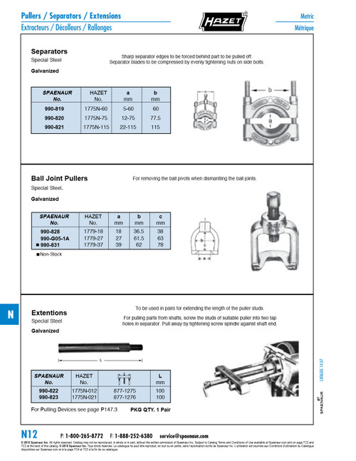 Separator (Use With Hazet #775-21) 22-115Mm Special Steel Galvanized   990-821