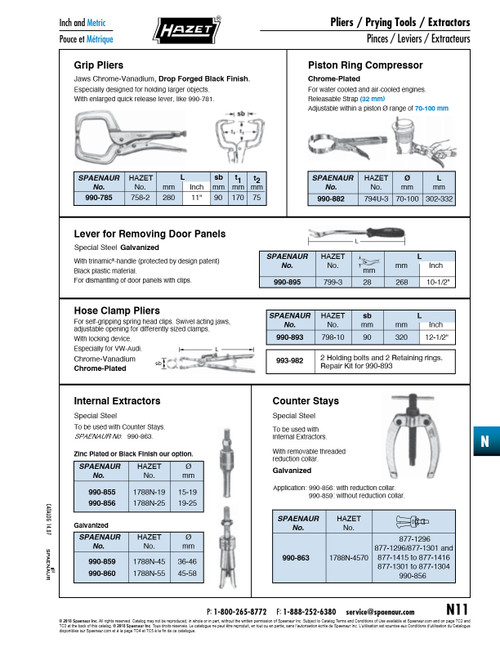 Hose Clamp Pliers 90Mm Jaw Capacity 320Mm Or 12 1/2" Chrome Vanadium Chrome Plated   990-893