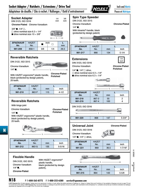Socket Adapter 1/4" Drive 1/4"-3/8" Chrome Vanadium Plated   991-208