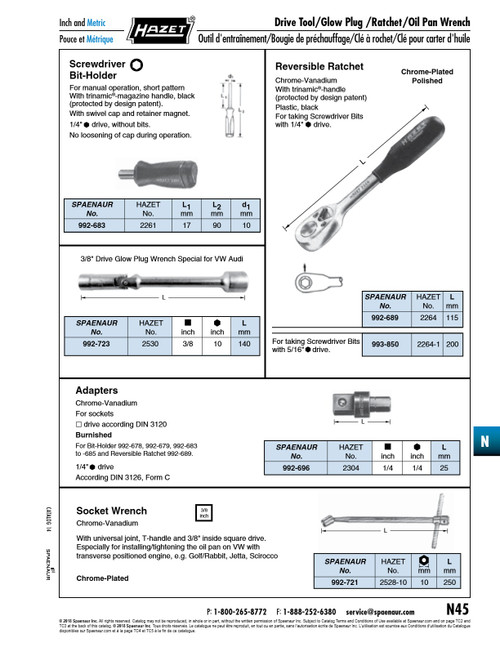 Reversible Ratchet For 5/16" Drive Bits Cv Steel Chrome Plated   993-850