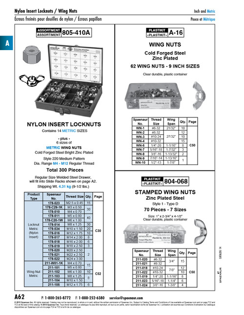 Plastikit Of Wing Nuts 9 Inch Sizes 62 Pcs Cold Forged Steel Pltd   A-16