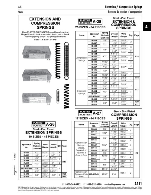 Plastikit Of Extension Springs 10 Sizes 45 Pcs Steel Zinc Pltd   A-26