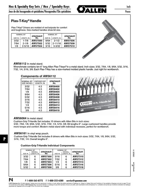 Allen Plas-T-Key 3/32" Bit Alloy Steel Plastic Handle   AW58400