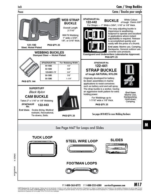 Webbing Buckle Flat Metal Style For 5/8" Wide Webbing Steel Nickel Plated   B-1583