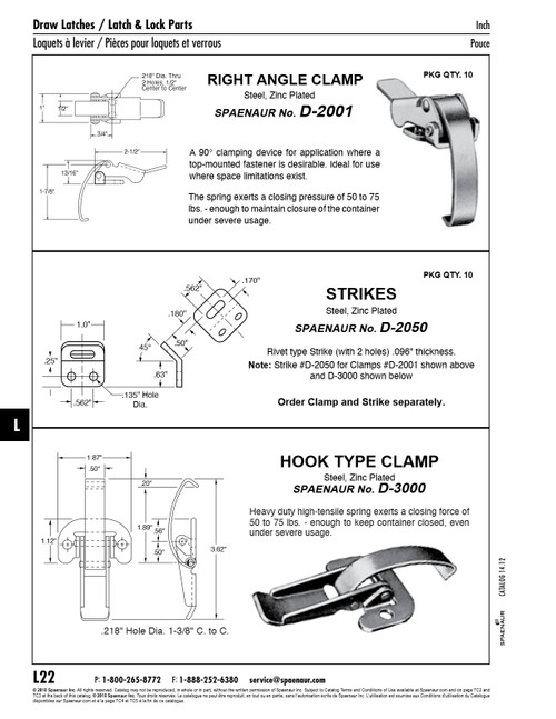 Clamp Fastener Right Angle Type 1" X 1-7/8" X 2-1/2" O/A Lgth Steel Zinc Plated   D-2001