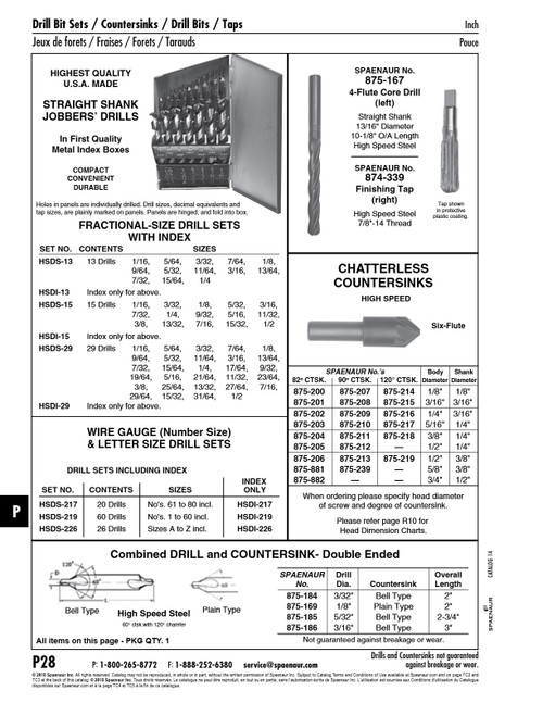 Jobbers Drill Set With Index Fractional Sizes - 1/16" To 1/2" 29 Drills High Speed Steel   HSDS-29